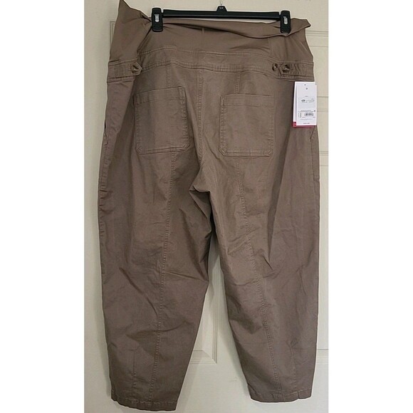 Ingrid & Isabel Over The Belly High-Rise Brown Maternity Pants Barrel XXL NWT - Picture 2 of 16